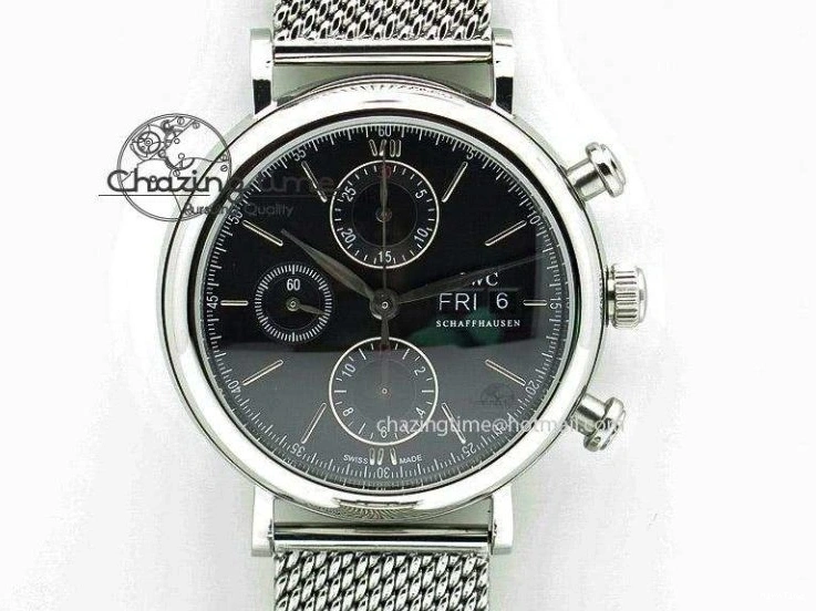 MIROTIME 0701 Breathable Portofino IW356501 SS V3 MK 1:1 Best Edition White Dial Gold Markers On SS Mesh Bracelet MIYOTA 7197